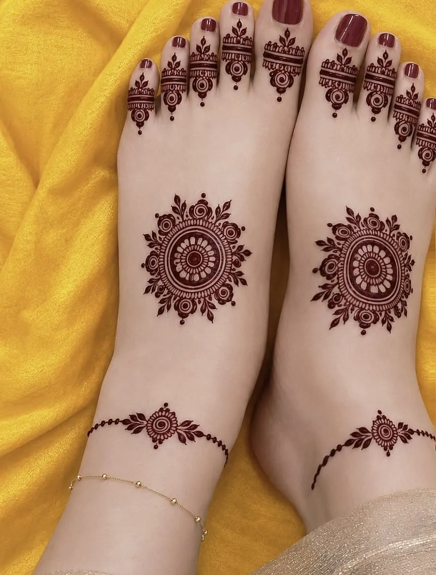 Classic Feet Mehndi Design #12