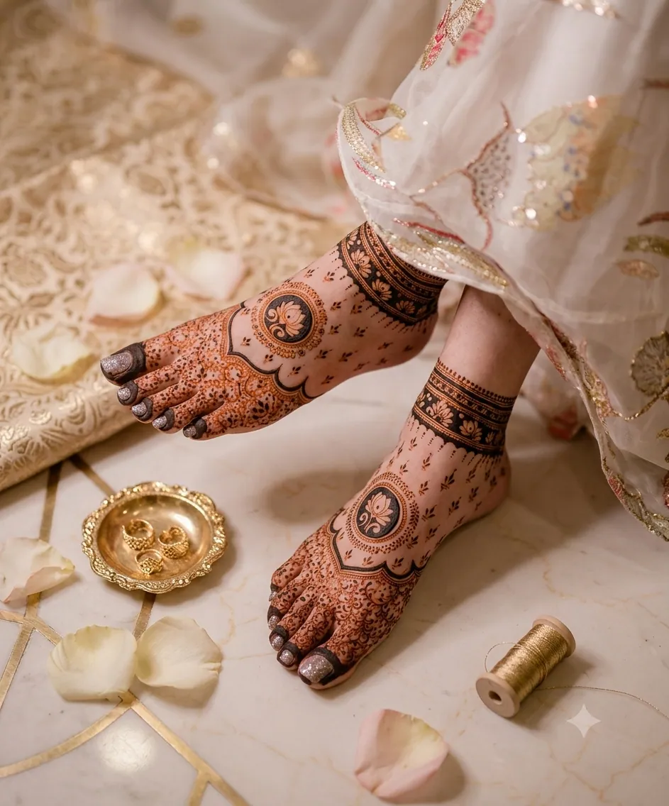 Stylish Feet Mehndi Design #13
