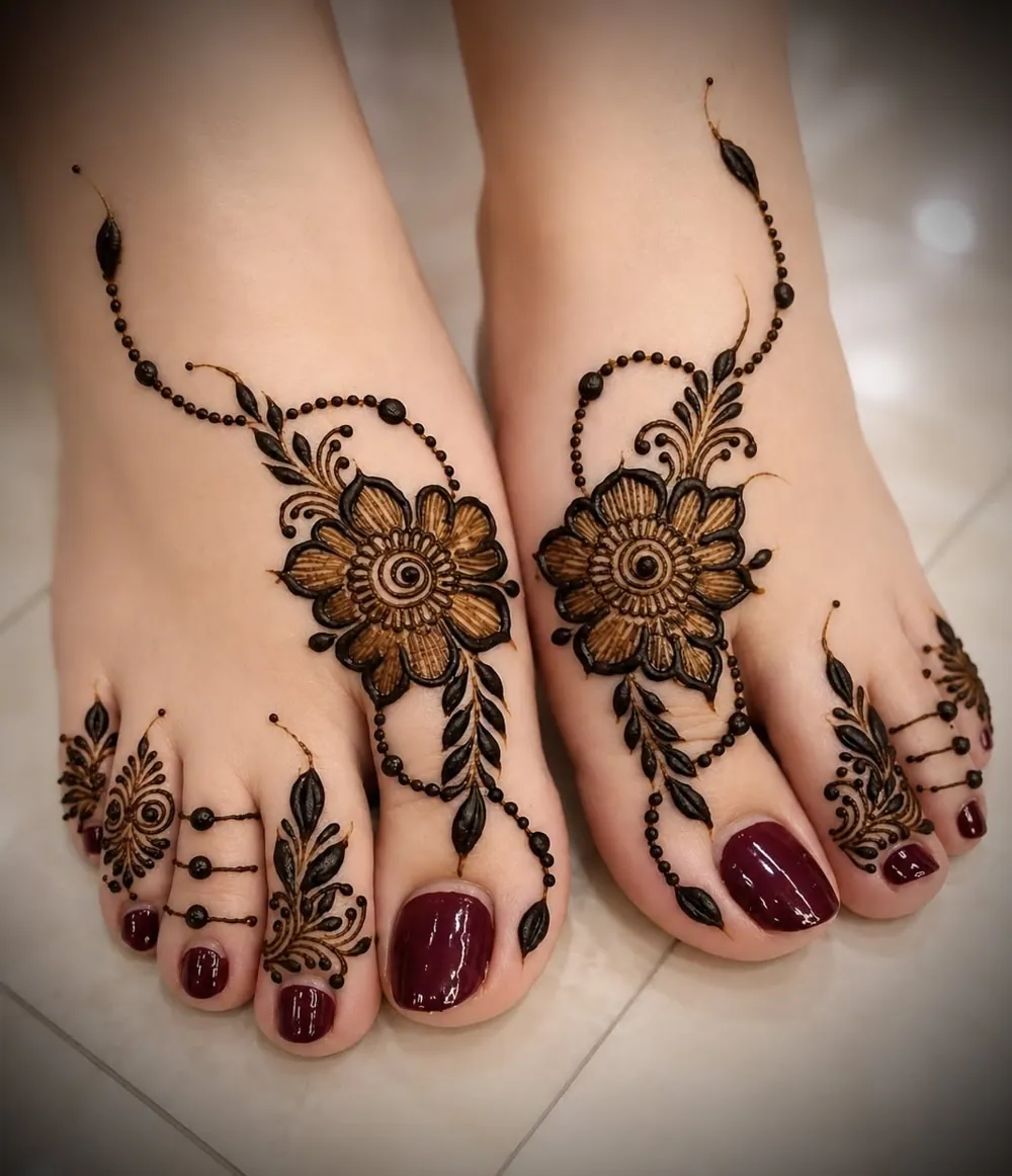 Elegant Feet Mehndi Design #20