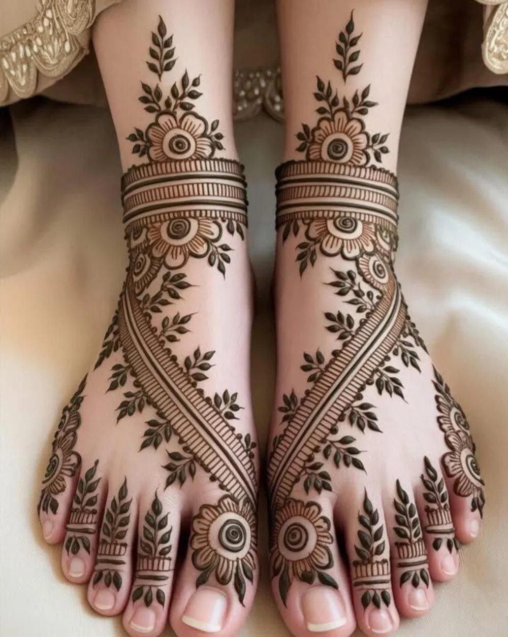 Modern Feet Mehndi Design #21