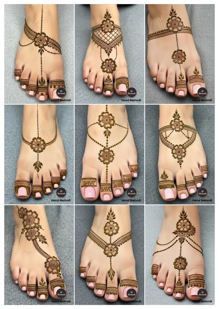 Classic Feet Mehndi Design #22