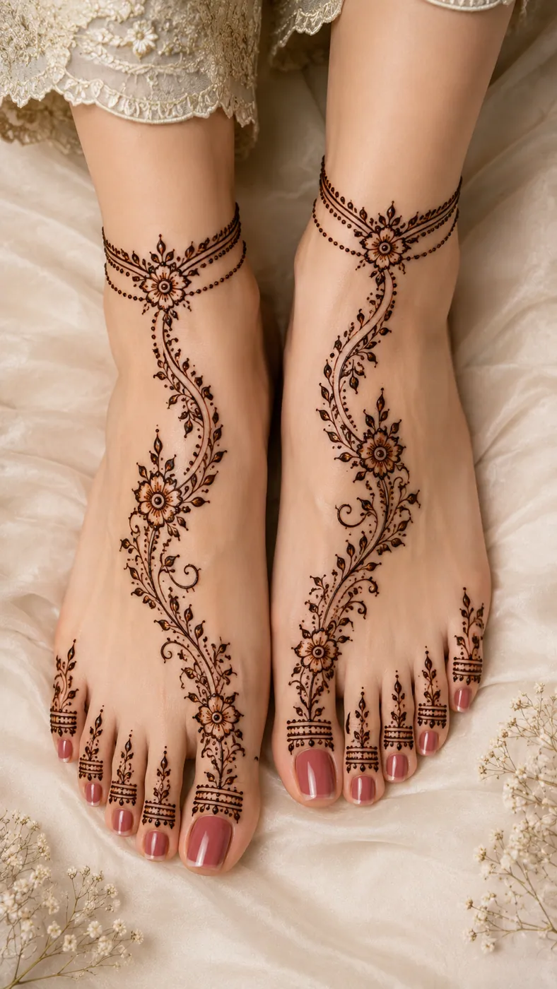 Beautiful Feet Mehndi Design #34