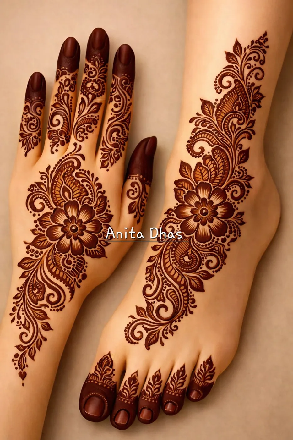 Trendy Feet Mehndi Design #36