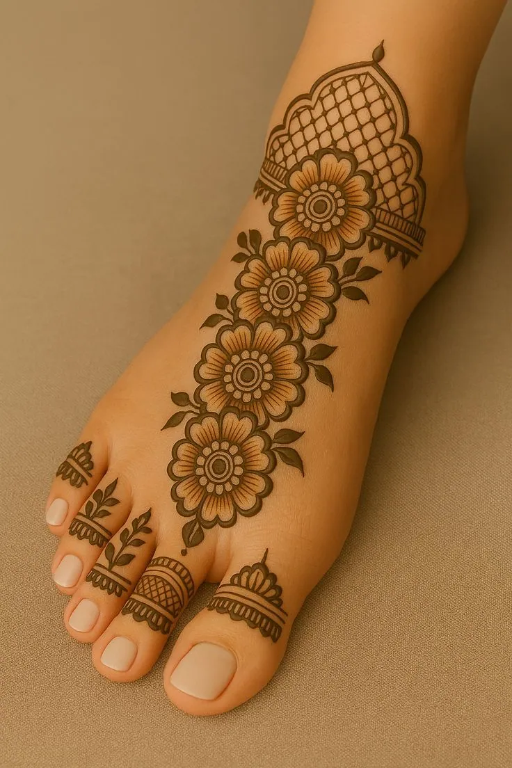 Stylish Feet Mehndi Design #43