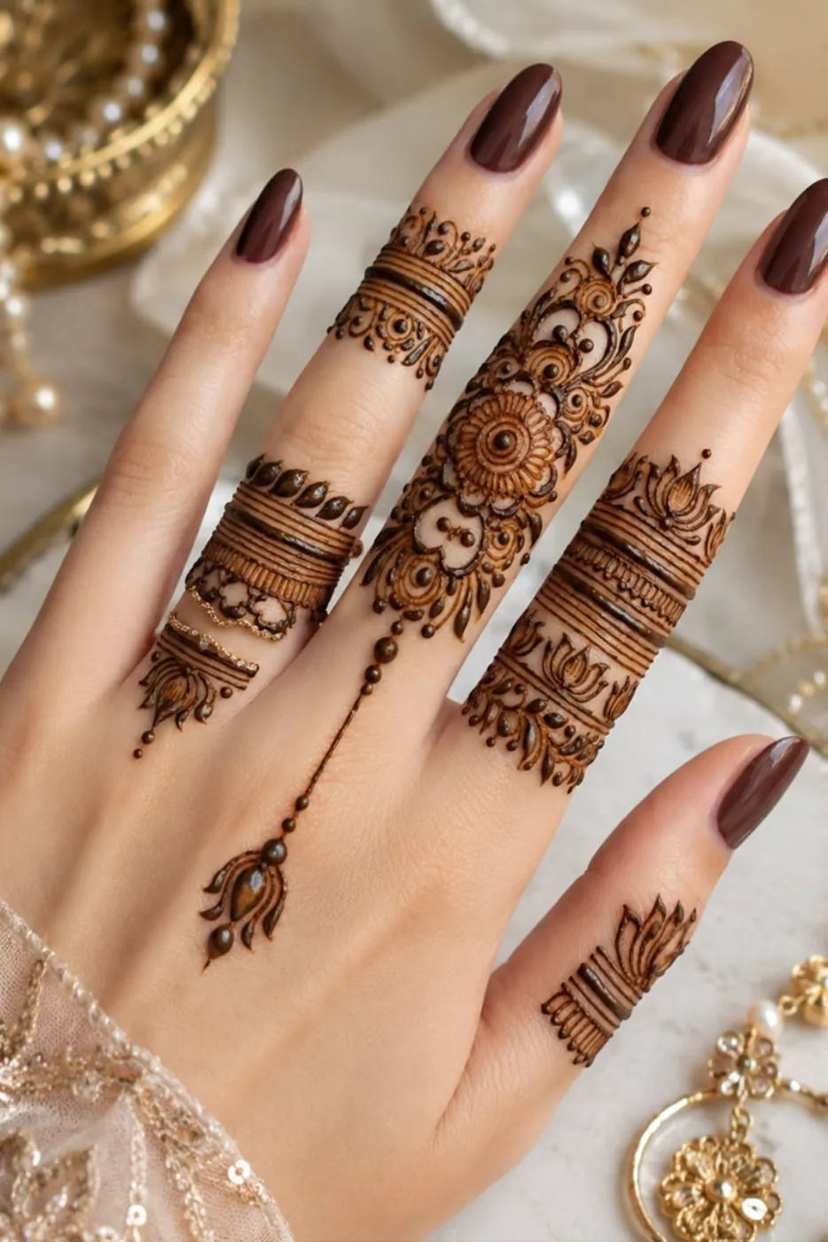 Modern Finger Mehndi Design #41