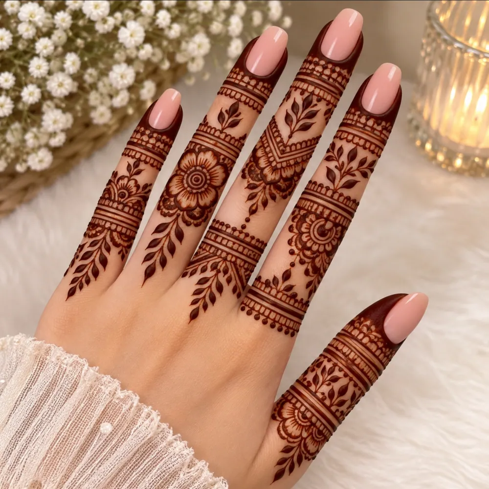Intricate Finger Mehndi Design #8