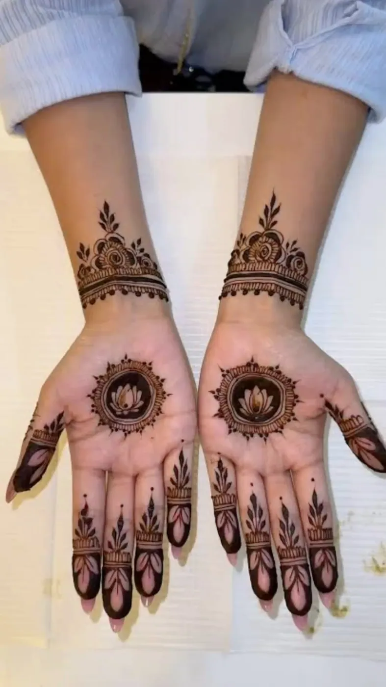 Classic Front Hand Mehndi Design #22