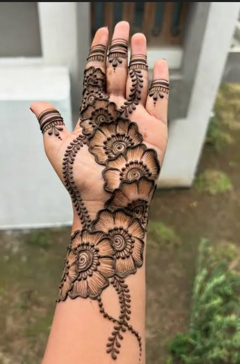 Intricate Front Hand Mehndi Design #28