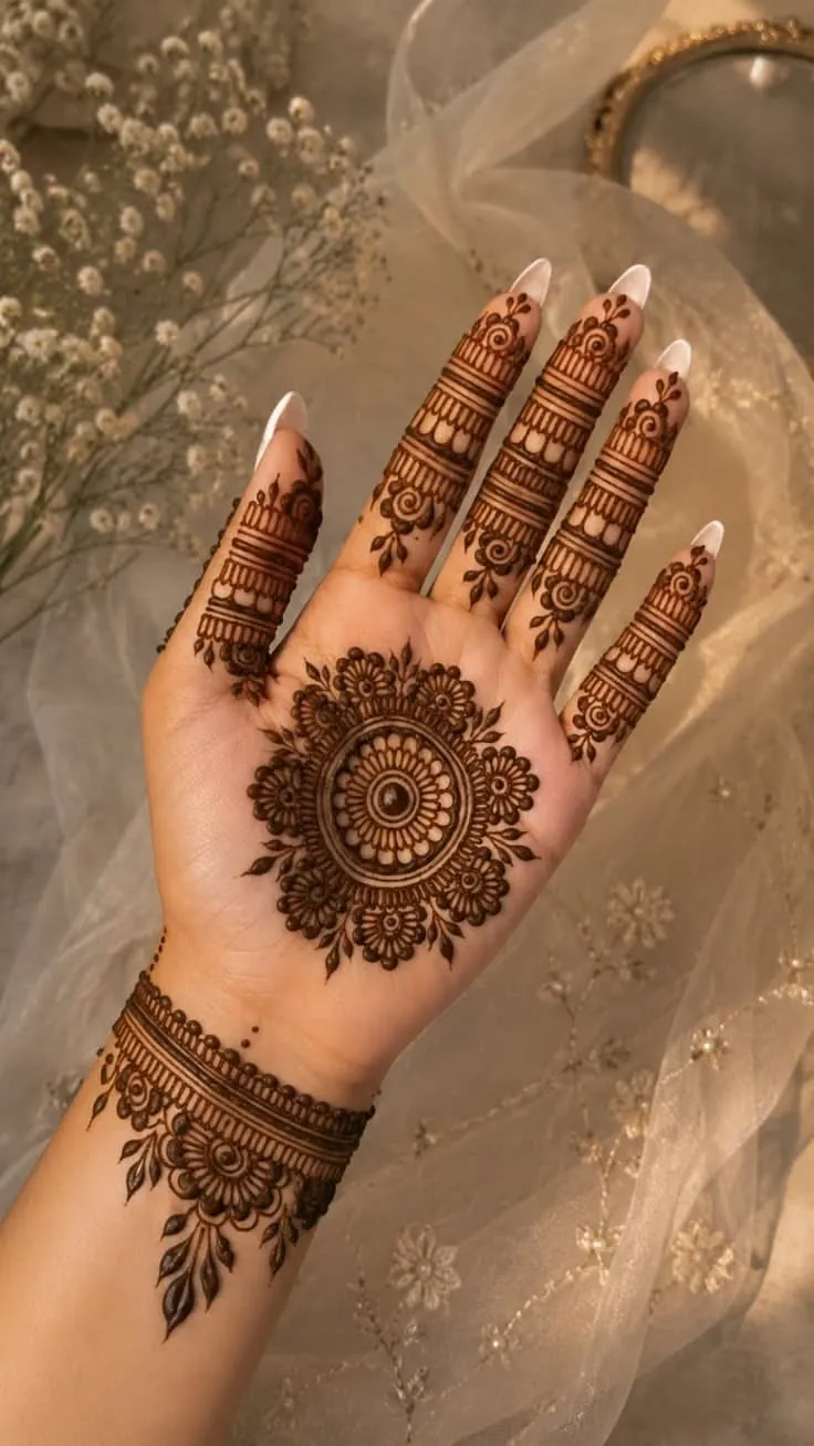 Modern Front Hand Mehndi Design #31