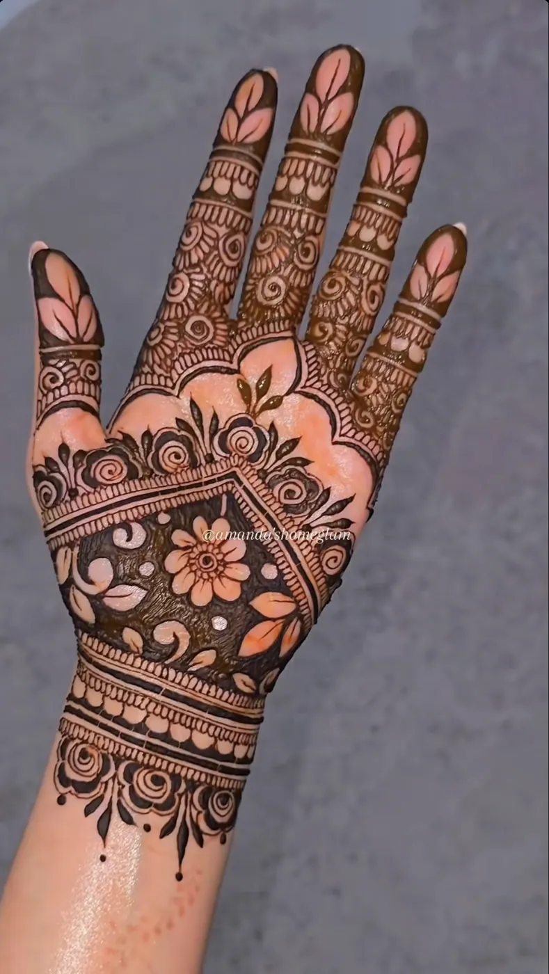 Classic Front Hand Mehndi Design #32