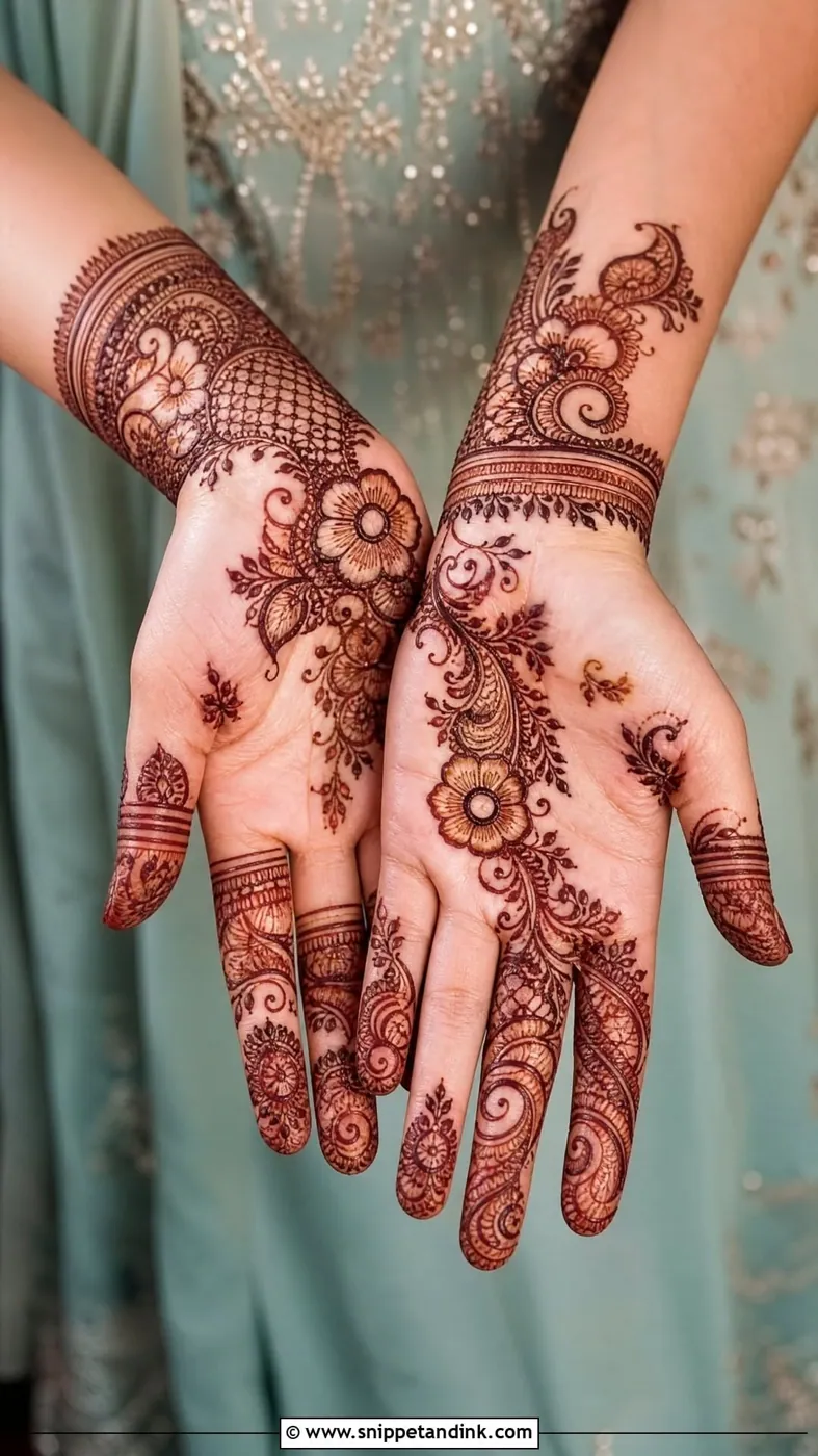 Beautiful Front Hand Mehndi Design #4