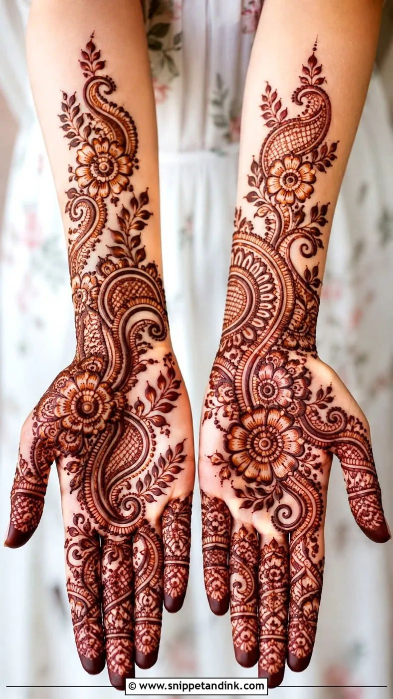 Intricate Front Hand Mehndi Design #8